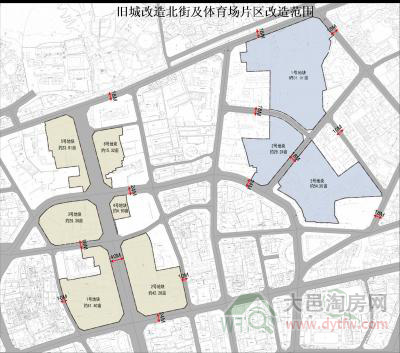 大邑县旧城改造北街片区拆迁范围(图)